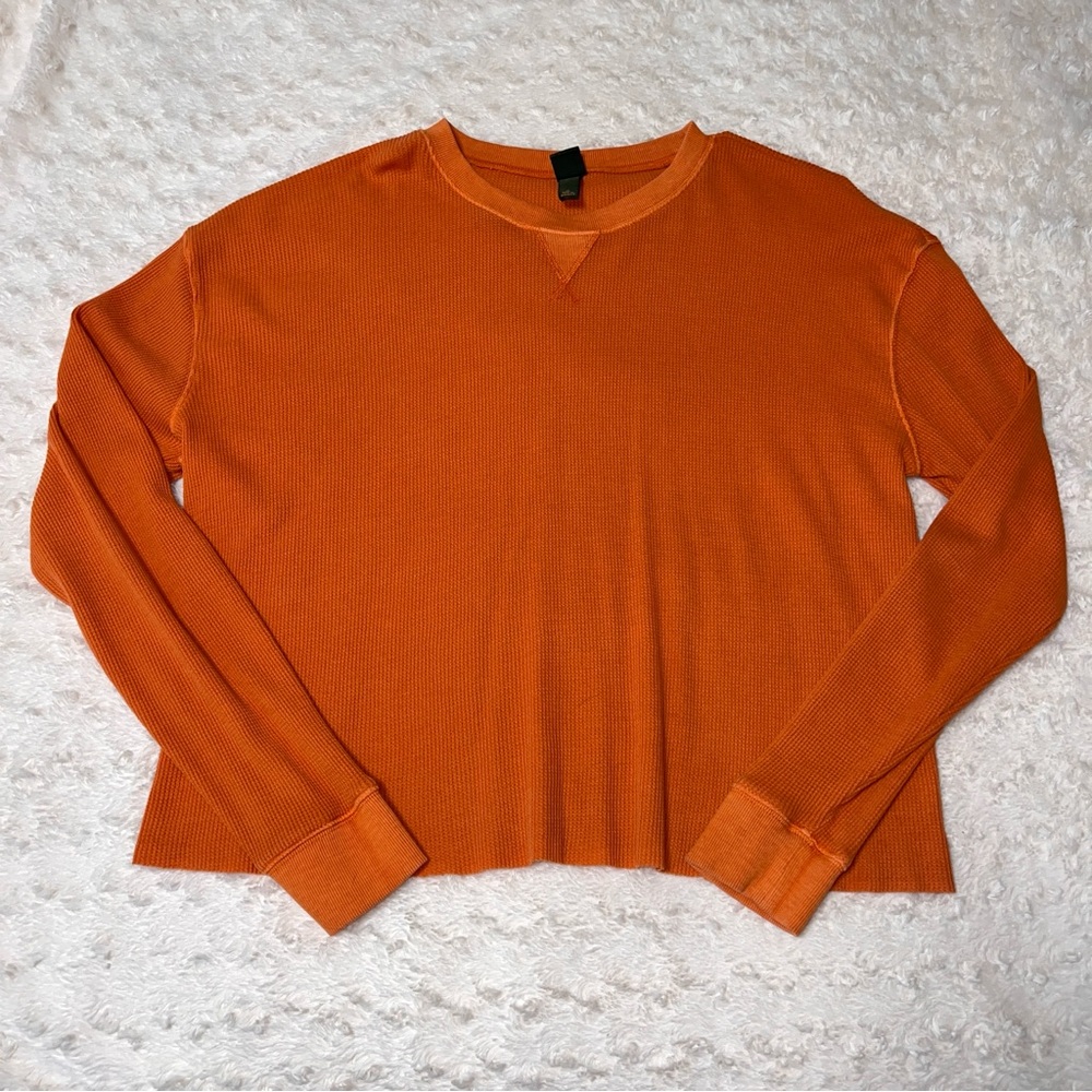 NWOT Wild Fable waffle knit long sleeve, orange (size medium)